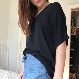 Vince Silk Top in Navy